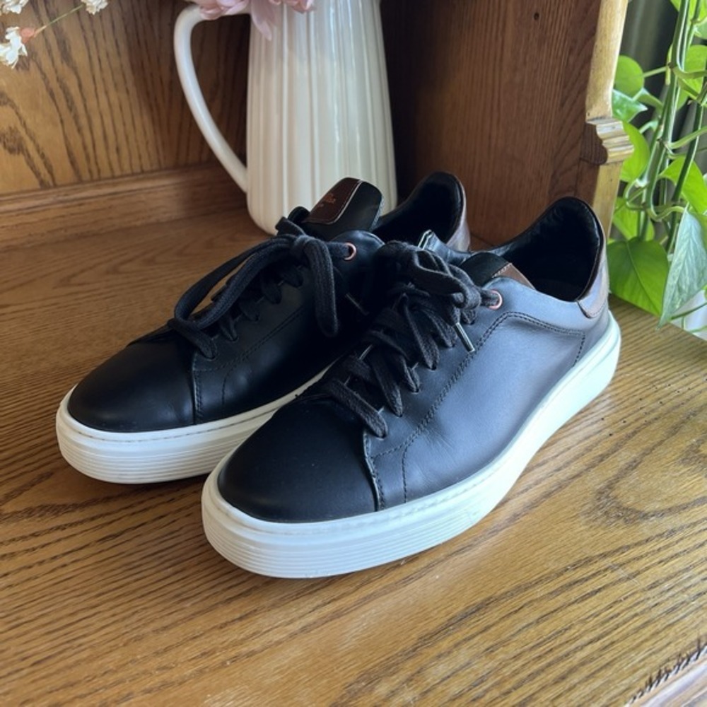 Good Man Brand Black Leather Sneakers with White Soles